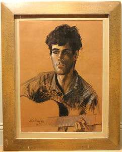Jack Coggins c.1970 pastel painting handsome male portrait man 