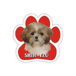  Shih Tzu, puppy cut Tan and White Paw Shaped Car Magnet 