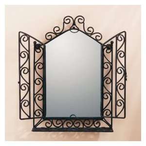  Wrought Iron Wall Mirror and Shelf