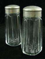   Glass Sugar Shakers Silverplate Silver Plate Clear Powdered  