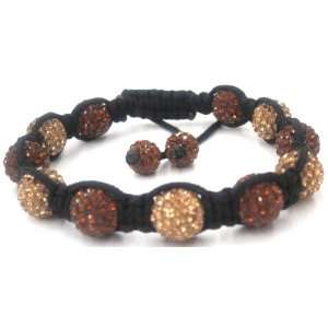 Shamballa Bracelet with Two tone Alternating Brown and Champagne Cz 