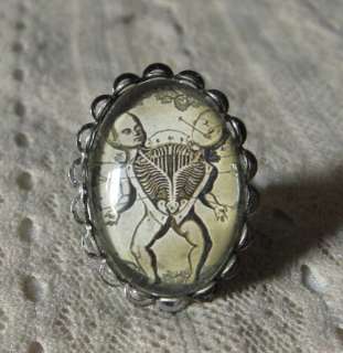 GOTH victorian Creepy Conjoined Siamese Twin CAMEO Steampunk RING New 