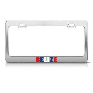  Belize Flag Country license plate frame Stainless Metal 