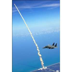  F 15 Strike Eagle and Space Shuttle Atlantis   24x36 