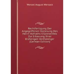   Bisherigen Vertheidiger (German Edition) Wenzel August Wersack Books