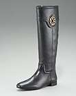 NEW Tory Burch Selma Logo Flat Knee Leather Boots Size 5 Black