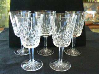 Waterford Crystal 7 Tall Lismore Water Red Wine Glasses Etched 
