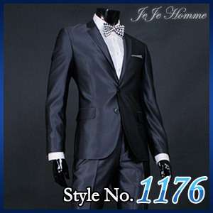 JEJE Slim fit Two Button Blue Gray Mens Suit US 39R  