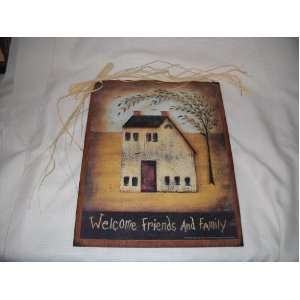   Friends & Family Saltbox House Wooden Wall Art Sign Country Primitive