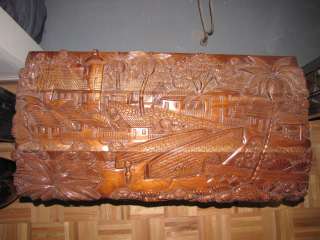 Honduran Mahogany Hardwood Hand Carved Wooden Chest  