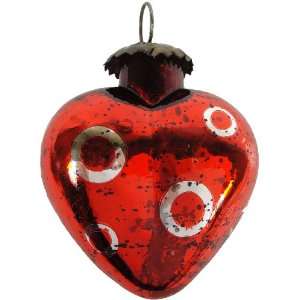  Glass red heart ornament, antique reproduction