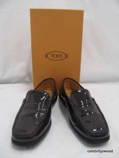 Tods Brown Patent Leather New Guaina Moccasins 7  