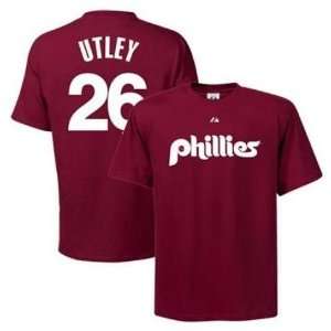   Phillies #26 Chase Utley Maroon Name & Number Tshirt Sports