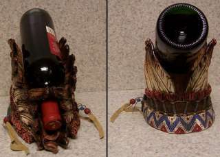 Wine Bottle Holder and/or Decorative Sculpture Indian Chief Headdress 