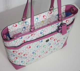 COACH SIGNATURE PINK SCRIBBLE BABY DIAPER BAG NWT 16873  