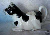 Vintage Collectible Black & White Cow Teapot  NEAR MINT  