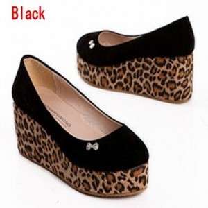   Womens lady Platforms Faux Suede Leopard Platform Flat Creeper Shoes