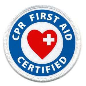 CPR FIRST AID CERTIFIED Heroes 3 inch Sew on Patch
