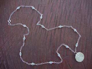 New Handmade Sterling Chain Necklace with Aquamarine Beads and 