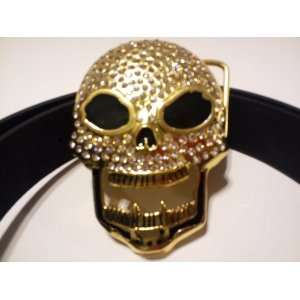  Gold Bling Skull Belt Buckle 
