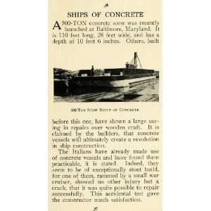  1913 Print Concrete Scow Boat Baltimore Shipbuilding 