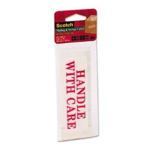  Scotch   Pre Cut Tape Strips for Handle With Care, 2 x 6, White/Red 