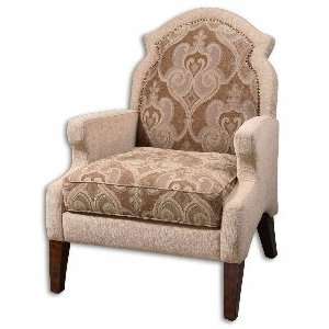   Arm Chair with Beige Tailoring and Brass Nail Accents: Home & Kitchen