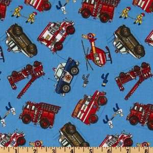  44 Wide Ready Go Police & Rescue Vehicles Blue Fabric 
