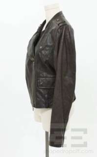 Vince Brown Leather Asymmetric Zip Motorcycle Jacket Size L  