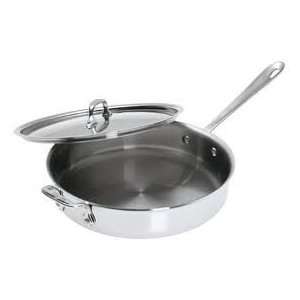 Qt Saute Pan with Cover and Helper Handle Stainless Steel Commercial 