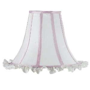  White Ruffle w/Pink Trim Large Lamp Shade