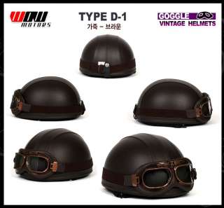 Motorcycle Vintage goggle helmet motorbike Leather Brown #D~1  