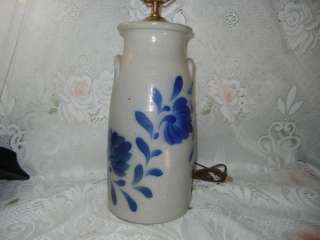 Blue Salt Glazed Jug Crock Stoneware Pottery Lamp  