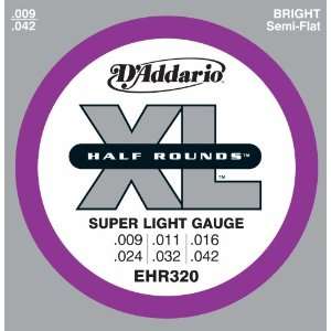  DAddario EHR320 Half Round Electric Guitar Strings, Super 