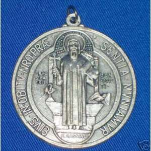 ST. BENEDICT MEDAL PENDANT 1 7/8 D   SILVER Catholicgiftstore