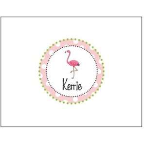 Queen Bee Personalized Folded Note Cards   Flamingo Polka Dots