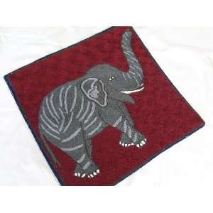   Kashmir Elephant Embroidered Decorative Accent Pillow