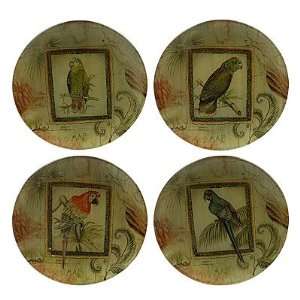  10 Decorative Glass Plate Parrot Set Of 4