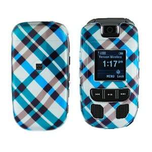 Samsung Convoy U640 Cell Phone Blue Plaid Design Protective Case 