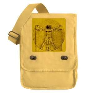  Messenger Field Bag Yellow Vitruvian Man by Da Vinci 