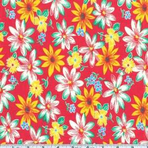   Wide Feedsack V Floral Red Fabric By The Yard: Arts, Crafts & Sewing