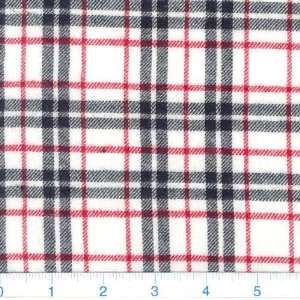  60 Wide Flannel Plaid White & Red Fabric By The Yard 