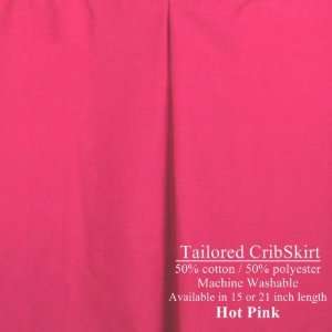   Hot Pink CribSkirt Tailored Dust Ruffle for Crib 15 inches long Baby