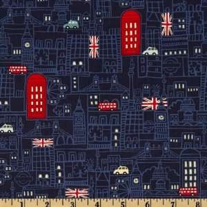 44 Wide Cool Britannia Buildings Royal Blue Fabric By 