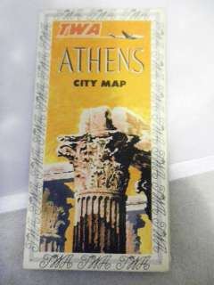 Vintage TWA Athens City Map Brochure Greece Greek  