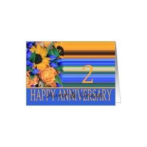  2nd Anniversary for Aunt & Uncle, Sunflower Bouquet Card 