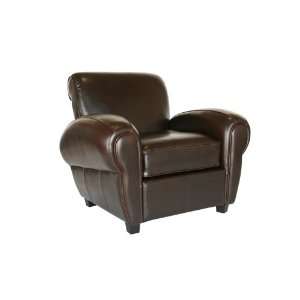 Baxton Studio Crocetta Leather Club Chair, Dark Brown  