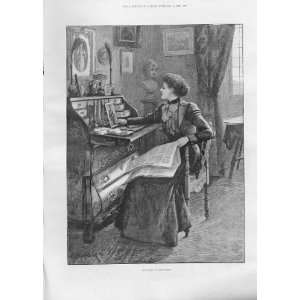   Mentioned In Papers Antique Print Soldiers Wife 1899: Home & Kitchen