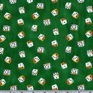  45 Wide Roll the Dice Green Fabric By The Yard: Arts 