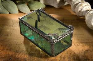 Devlin Glass Art Silver Dragonfly Trinket Jewelry Heirloom Box 